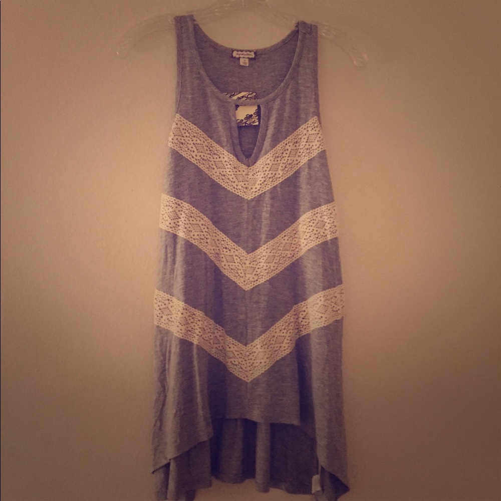 Gray and white lace shirt/dress